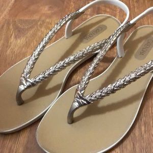 Gold and cream color sandals